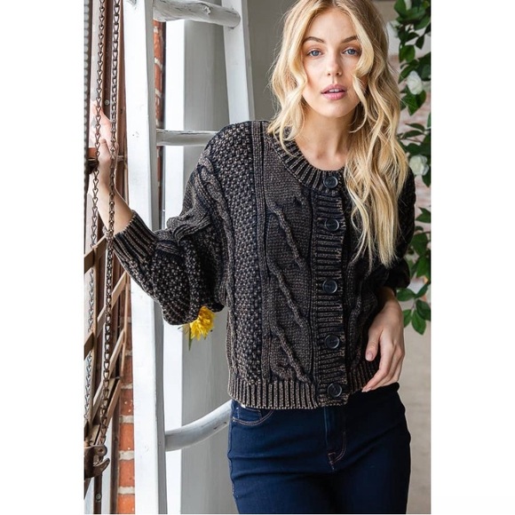 New Oli & Hali Mineral Wash Sweater Cardigan Top size XL - Picture 3 of 16